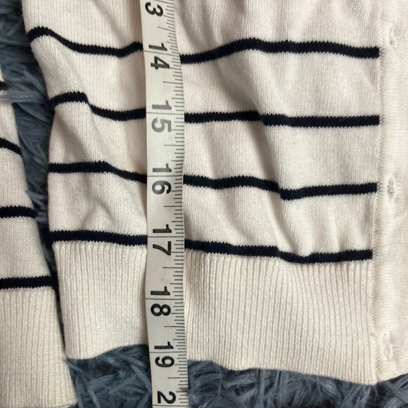 H&M White Striped Cropped Cotton Cardigan Size S - Picture 4 of 5